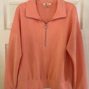 Cable & Gauge Sport peach 3/4 zip pullover, size large, excellent!